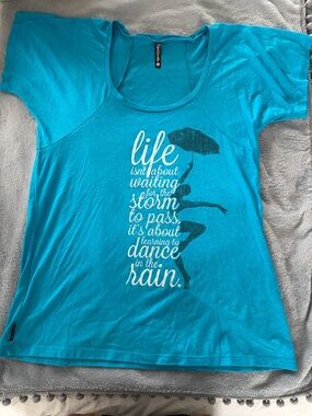 Women's Teal Graphic Scoop Neck Top - Life Quote